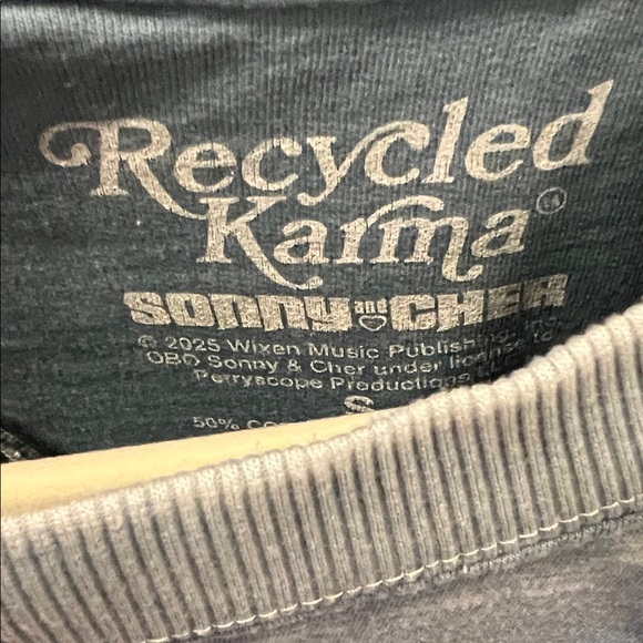 Recycled Karma Blue Sonny & Cher Sweatshirt Size S Super Rare - Picture 3 of 5